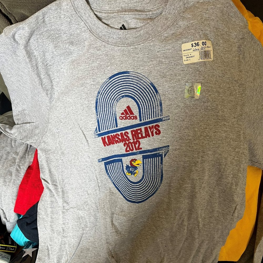 Adidas 2012 Kansas Relays Long sleeve Mens Tshirt NWOT